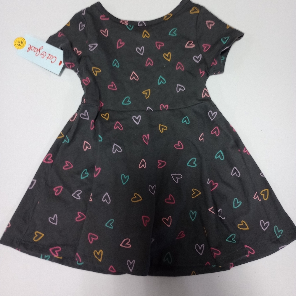 NWT Cat & Jack Toddler Girls' Short Sleeve Heart  Print Dress